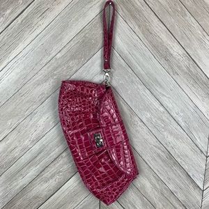 New York & Company Dark Pink Croc-Embossed Wristlet Clutch.  Very gently used.